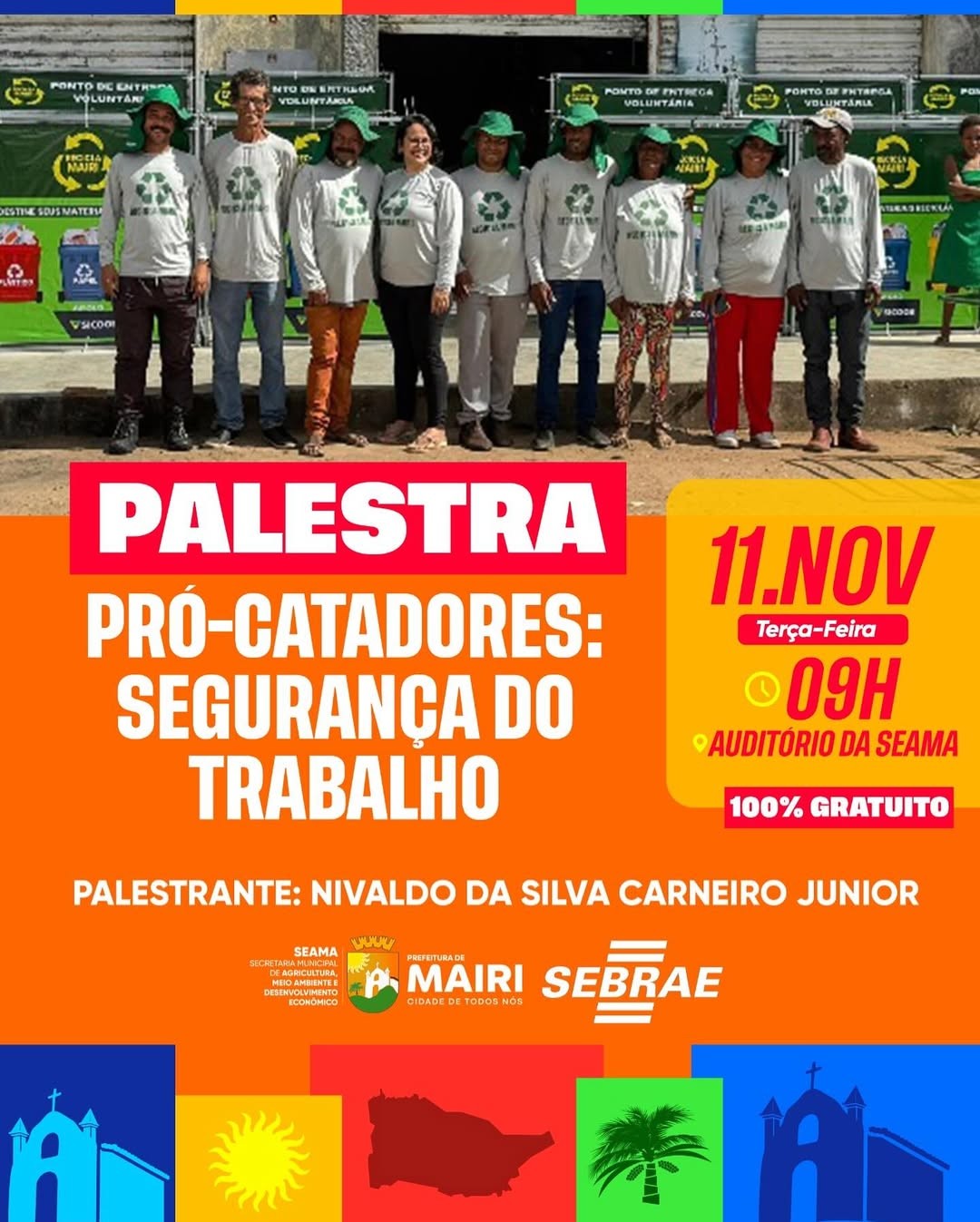 Prefeitura de Mairi promove palestra sobre segurança do trabalho para catadores