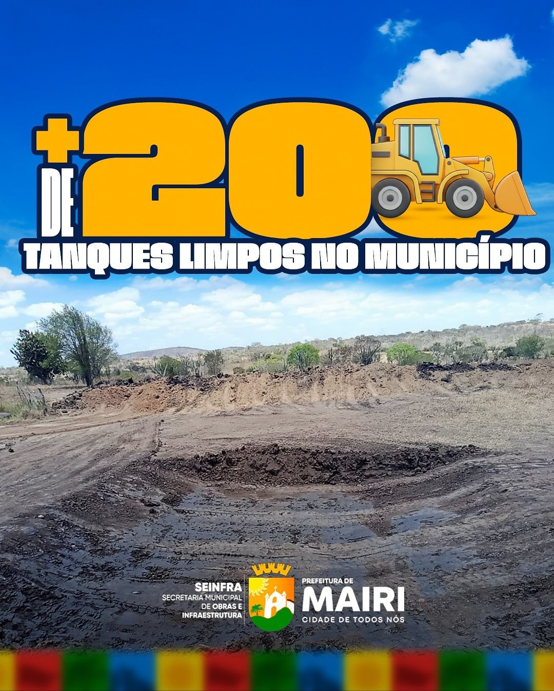 Prefeitura de Mairi realiza limpeza e requalificação de mais de 200 tanques na zona rural